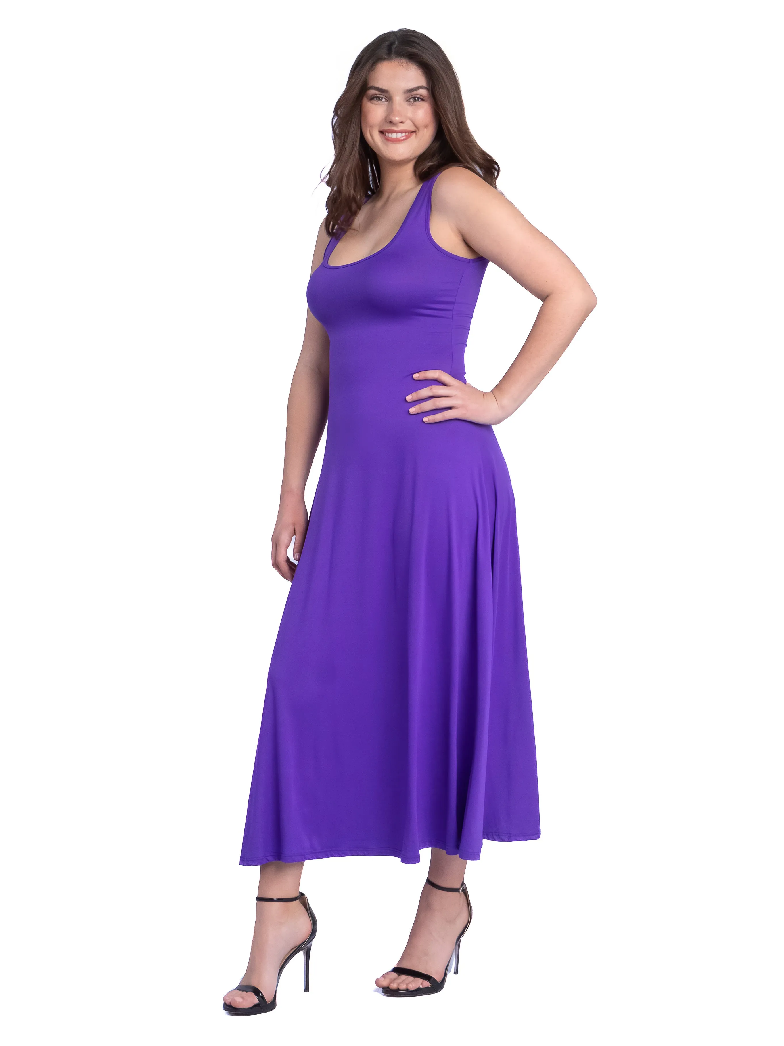 Slim Fit A Line Sleeveless Maxi Dress