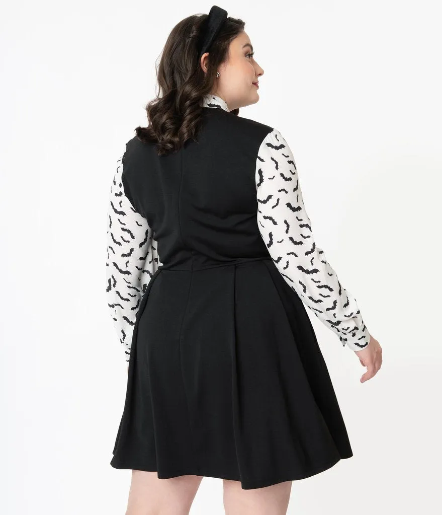 Smak Parlour Black & Bat Print She.E.O. Fit & Flare Dress