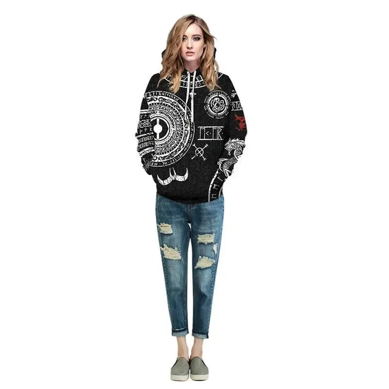 Snake Plate Print Hoodie - Stylish Snake Design, 100% Polyester Fiber, Sizes M-2XL