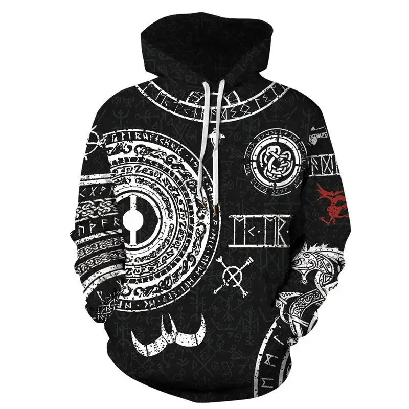 Snake Plate Print Hoodie - Stylish Snake Design, 100% Polyester Fiber, Sizes M-2XL