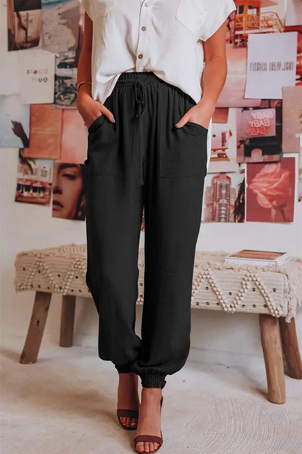 Solid color cotton comfortable casual trousers