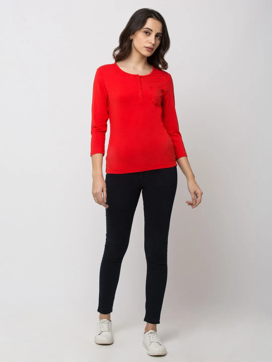 Spykar Women Red Viscose Regular M and arin T-Shirt