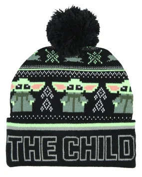 Star Wars The Child Baby Grogu Fairisle Cuff Knit Pom Youth Beanie