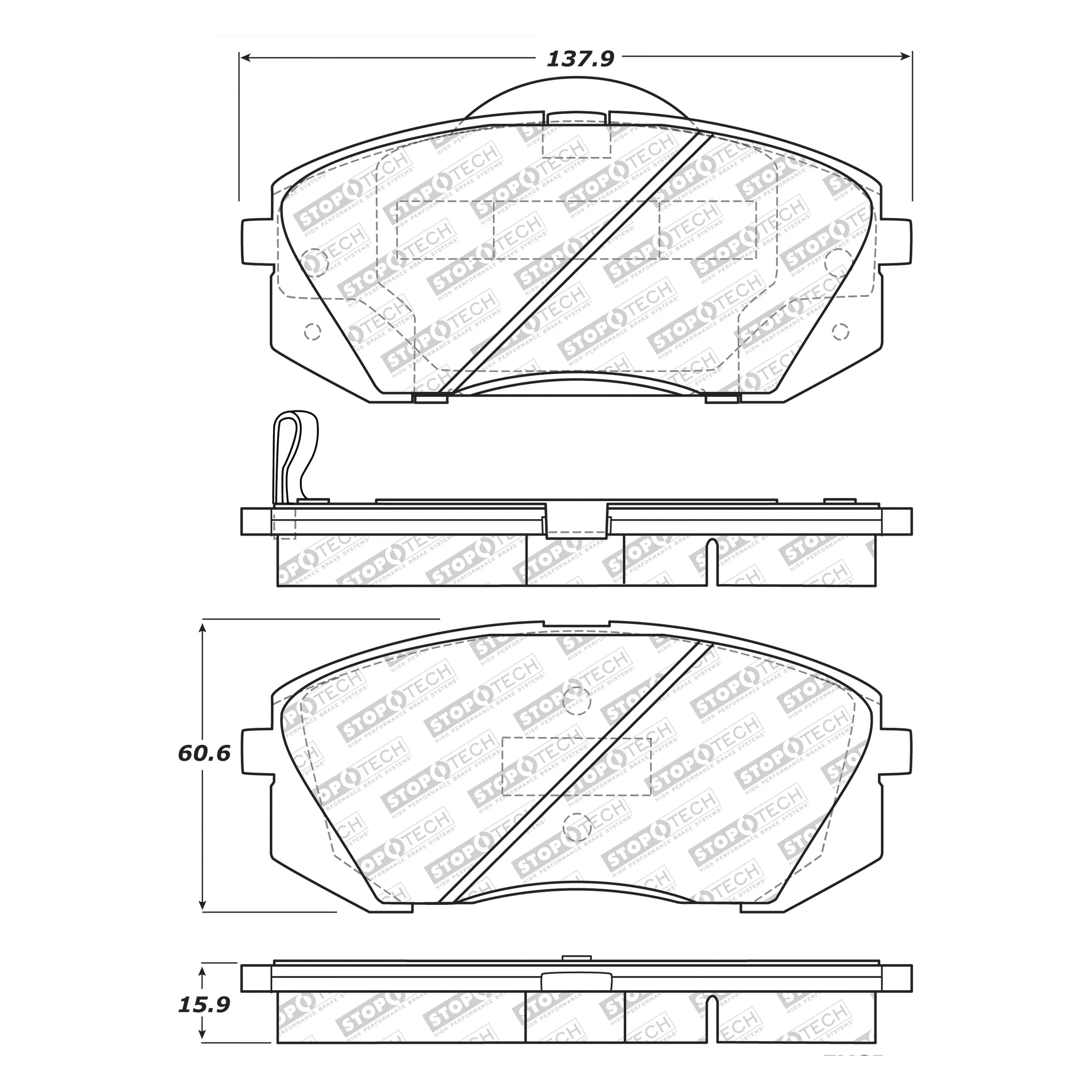 StopTech Street Select Brake Pads Kia Cadenza (14-16) [Front w/ Hardware] 305.12951