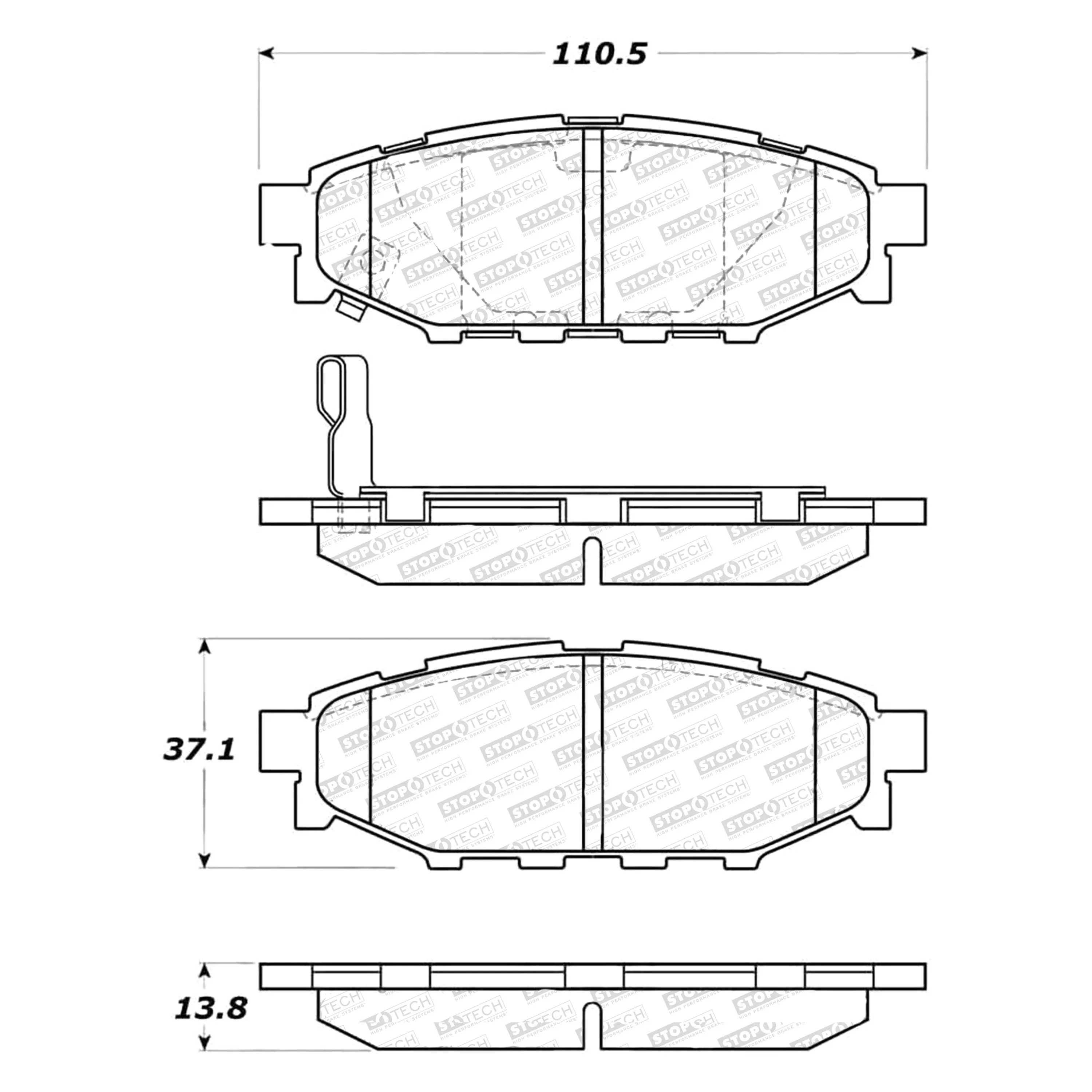 StopTech Street Select Brake Pads Subaru Legacy (05-14) Outback (06-14) [Rear w/ Hardware] 305.11140