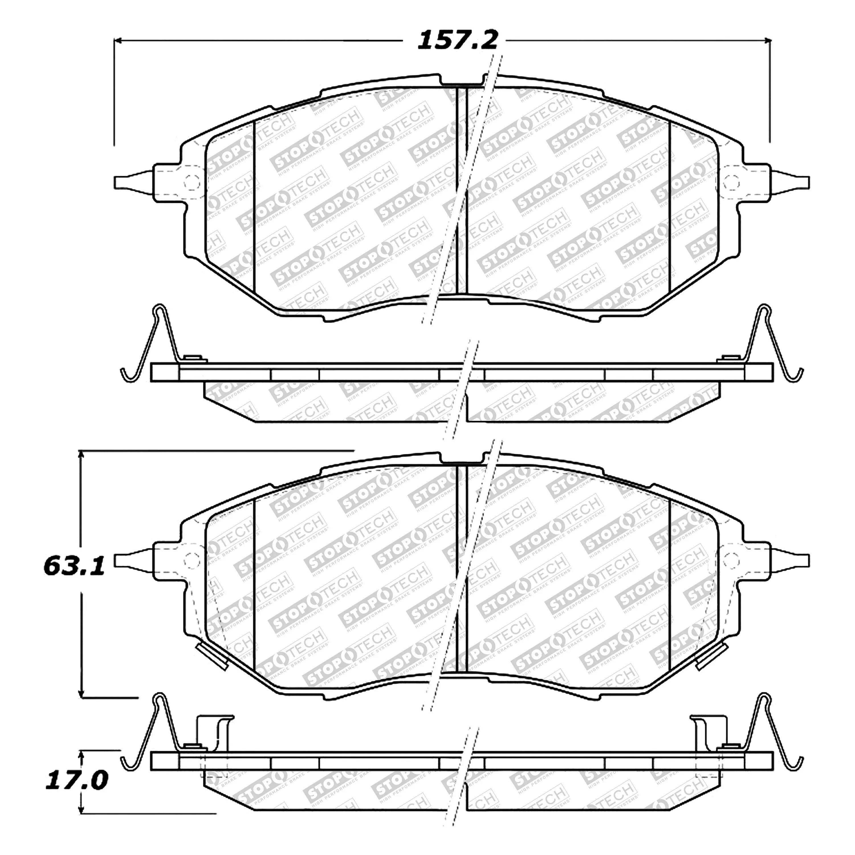 StopTech Street Select Brake Pads Subaru Outback (10-19) [Front w/ Hardware] 305.10780