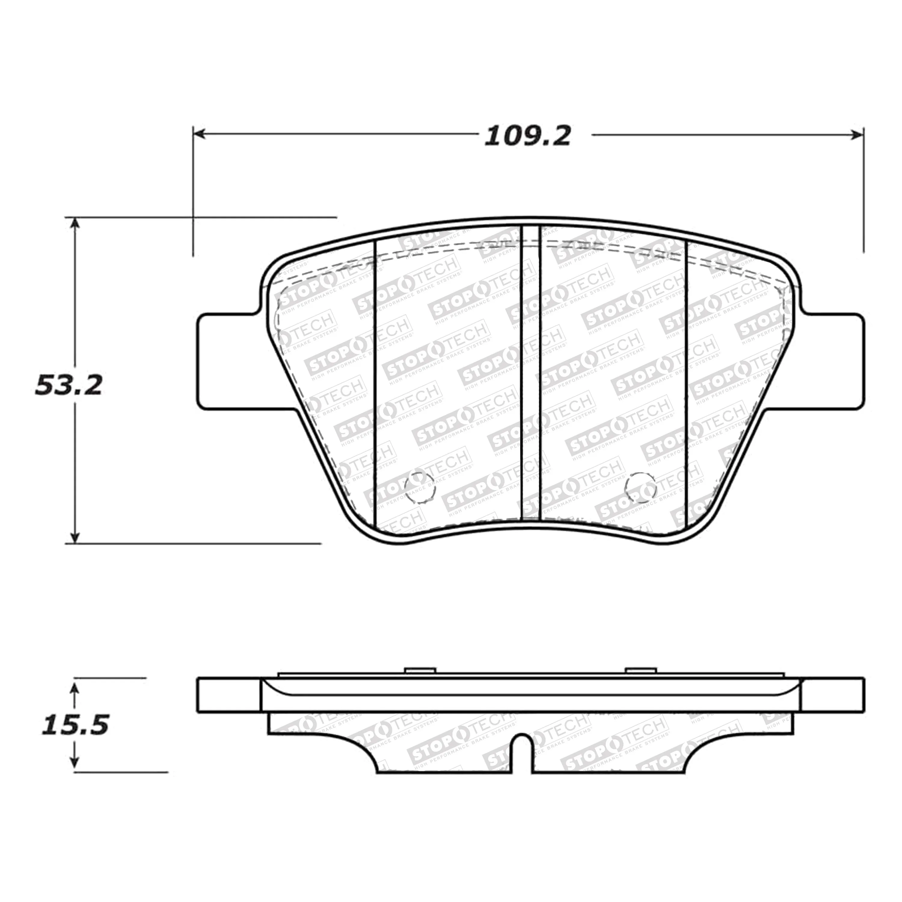 StopTech Street Select Brake Pads VW Golf (10-14) GTI (11-14) [Rear w/ Hardware] 305.14560