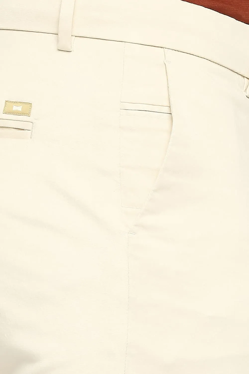 Tapered Fit Cotton Stretch Peach Twill Trousers