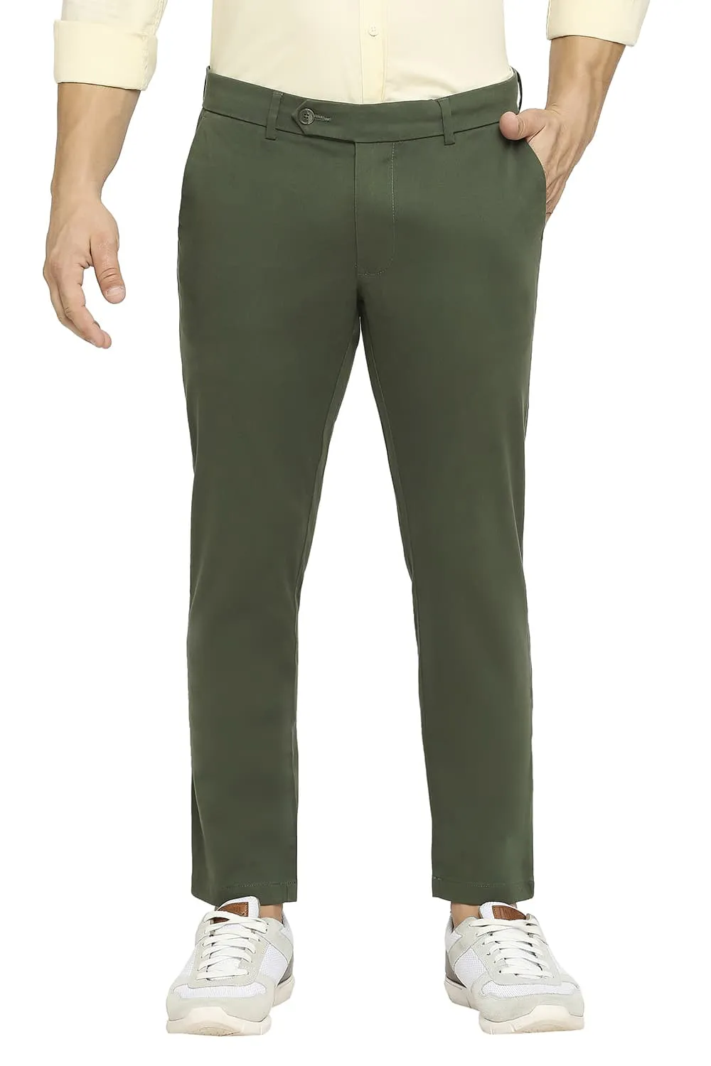 Tapered Fit Cotton Stretch Peach Twill Trousers