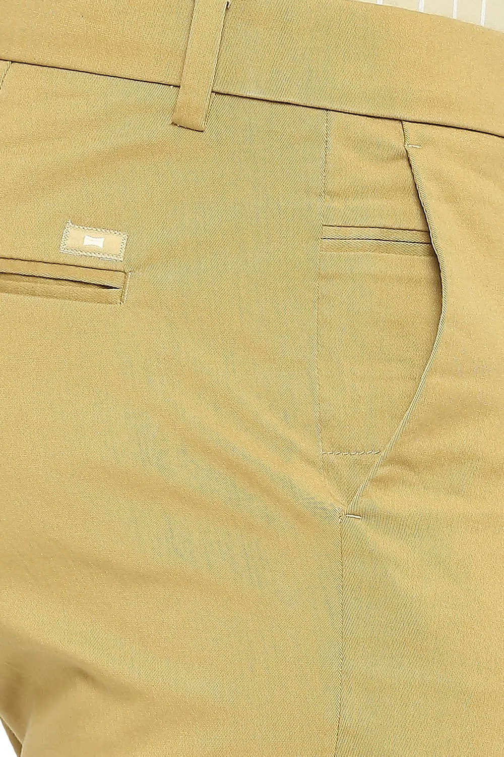 Tapered Fit Cotton Stretch Peach Twill Trousers