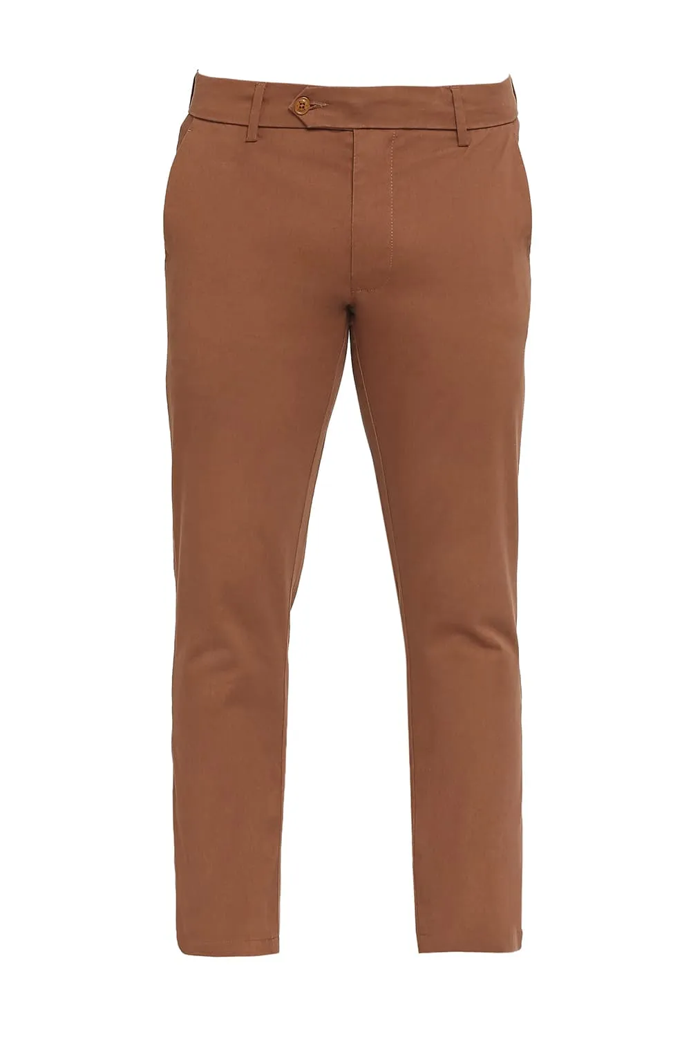 Tapered Fit Cotton Stretch Peach Twill Trousers