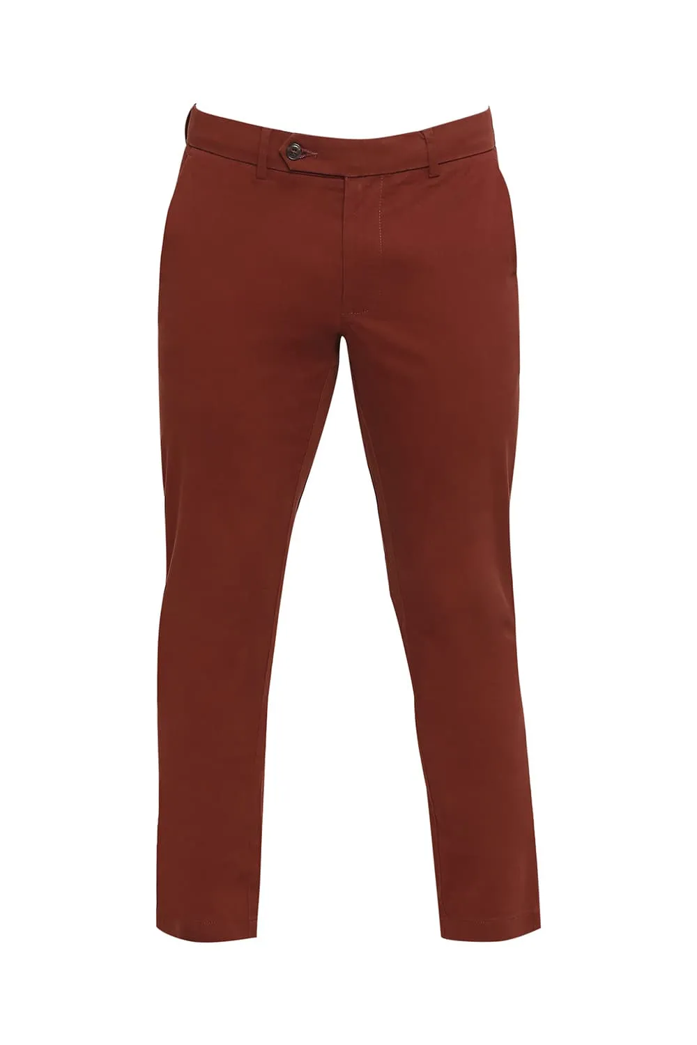 Tapered Fit Cotton Stretch Peach Twill Trousers