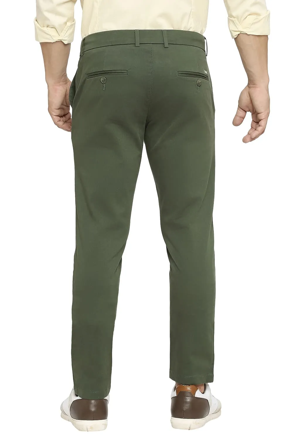 Tapered Fit Cotton Stretch Peach Twill Trousers