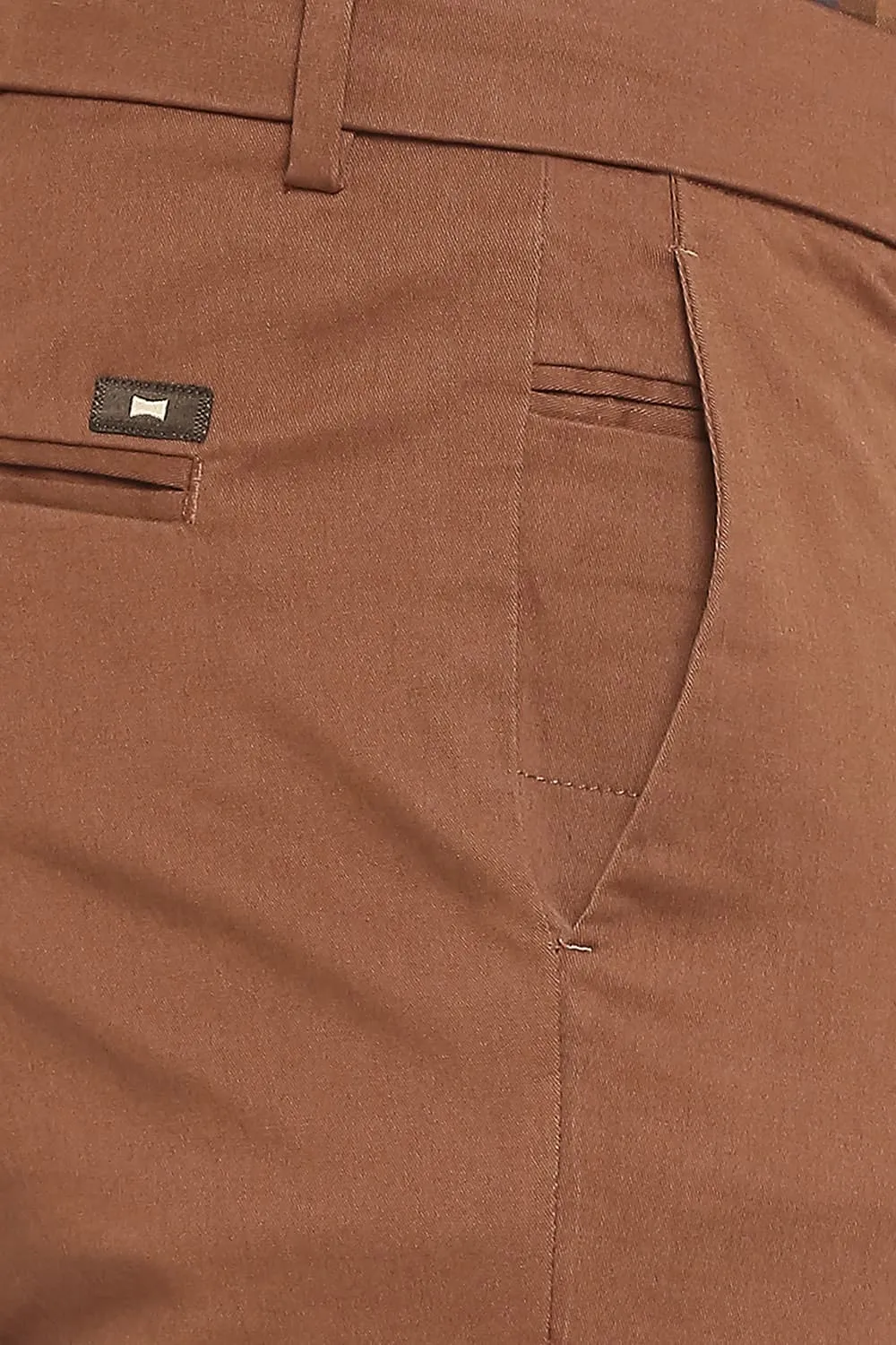 Tapered Fit Cotton Stretch Peach Twill Trousers