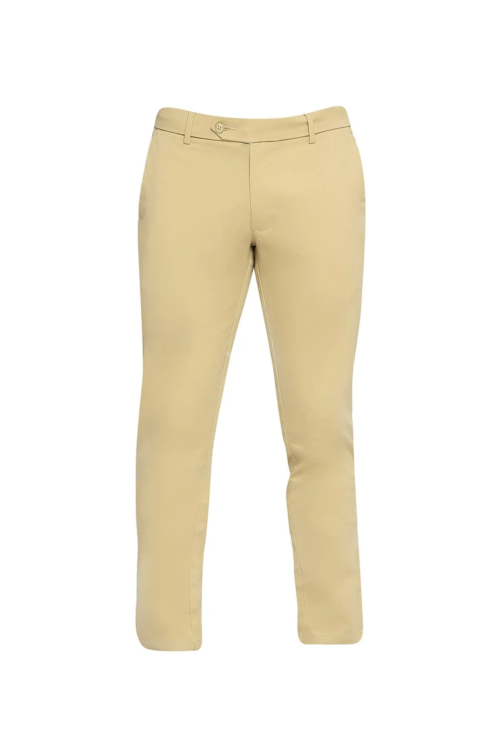 Tapered Fit Cotton Stretch Peach Twill Trousers