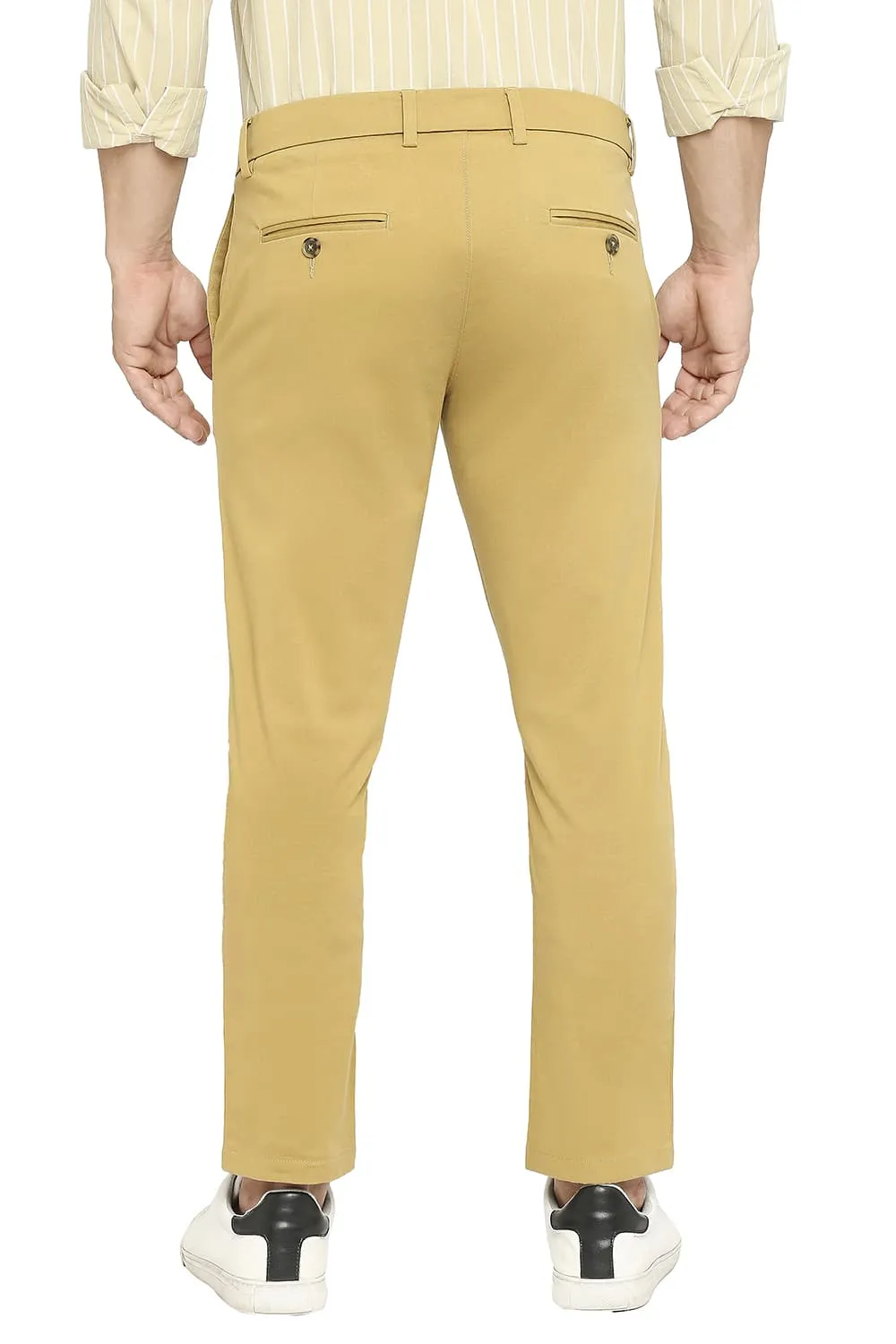 Tapered Fit Cotton Stretch Peach Twill Trousers