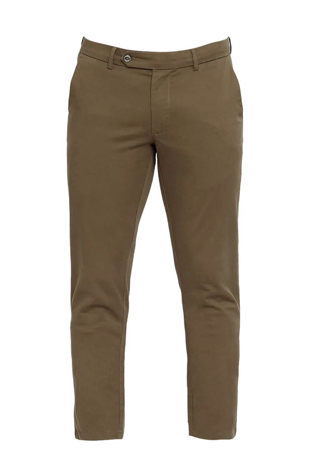 Tapered Fit Cotton Stretch Peach Twill Trousers