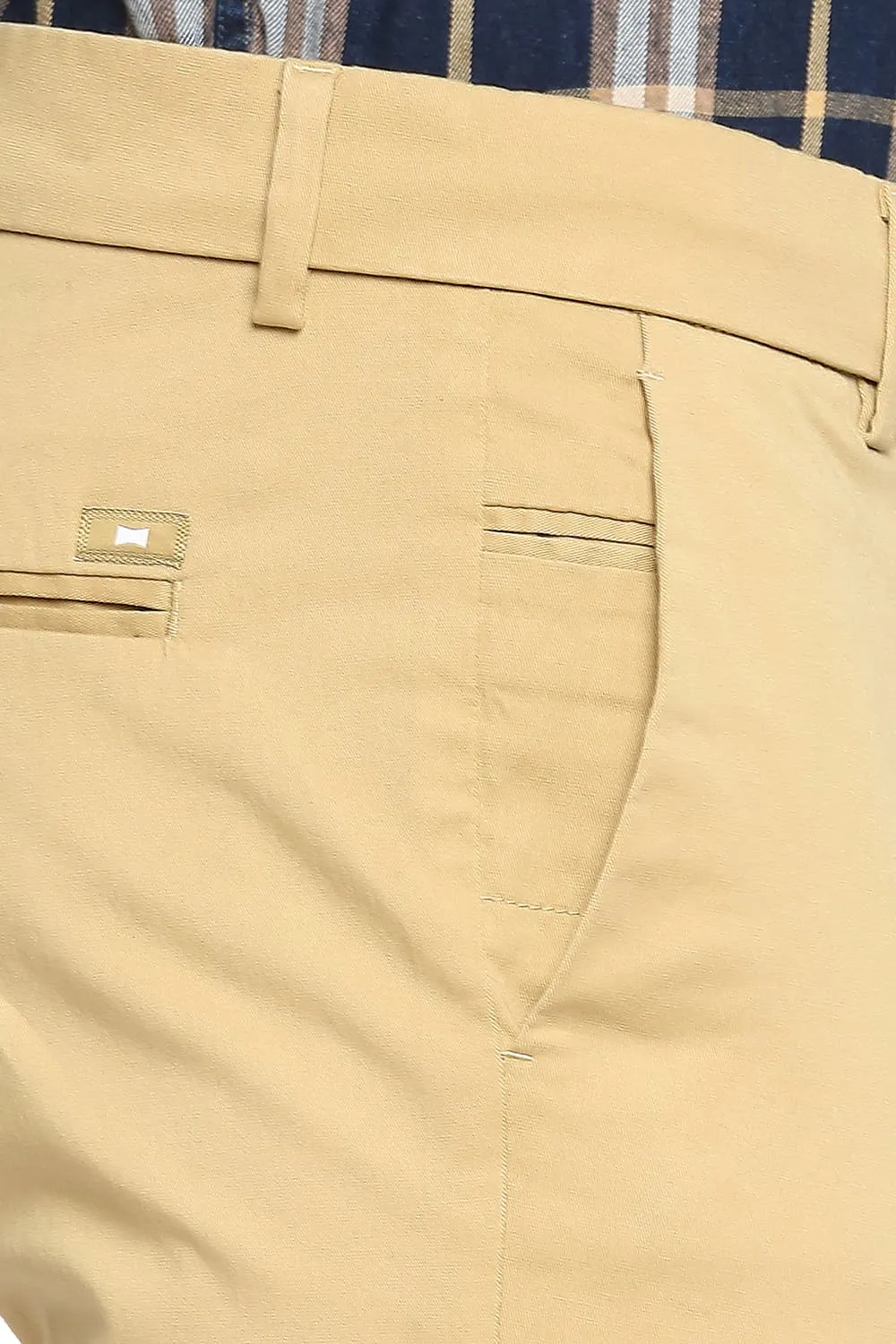 Tapered Fit Cotton Stretch Peach Twill Trousers