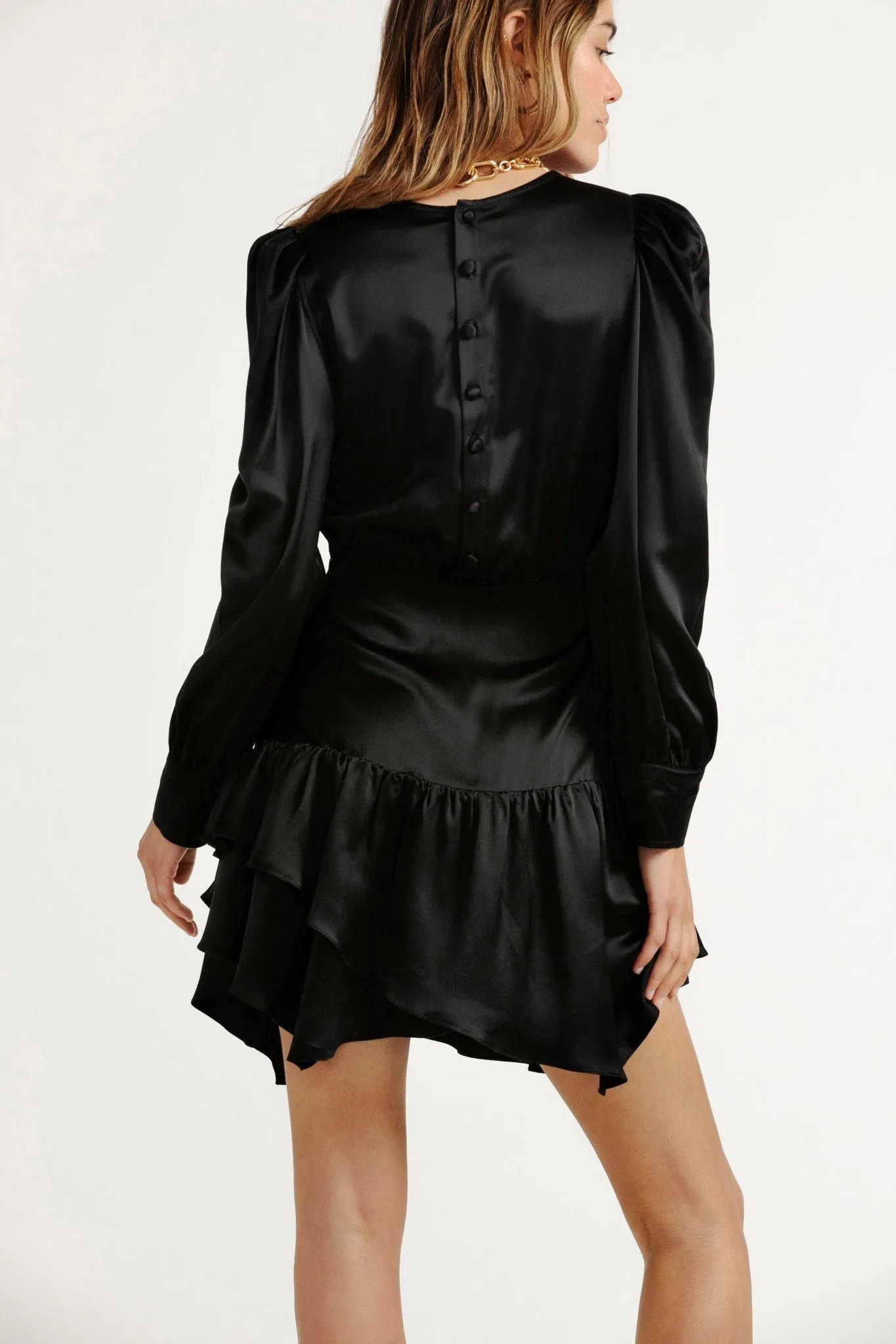 Teyana Silk Mini Dress - Black