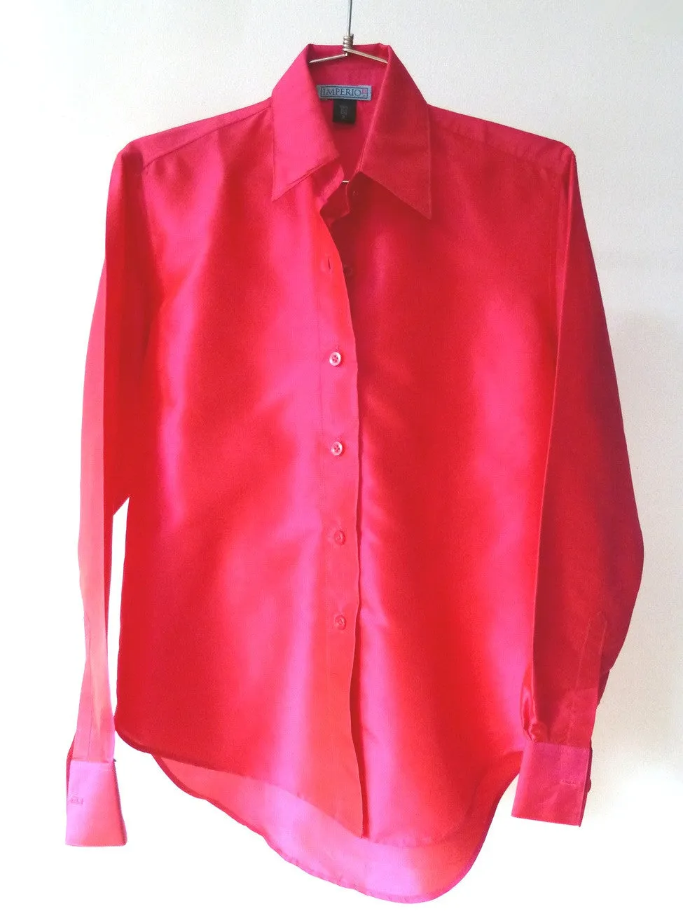 Thai Silk Button Down Shirt Fuchsia