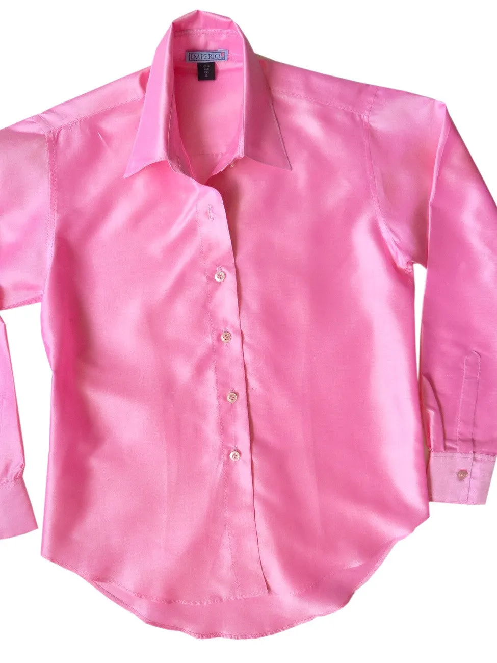 Thai Silk Button Down Shirt Fuchsia