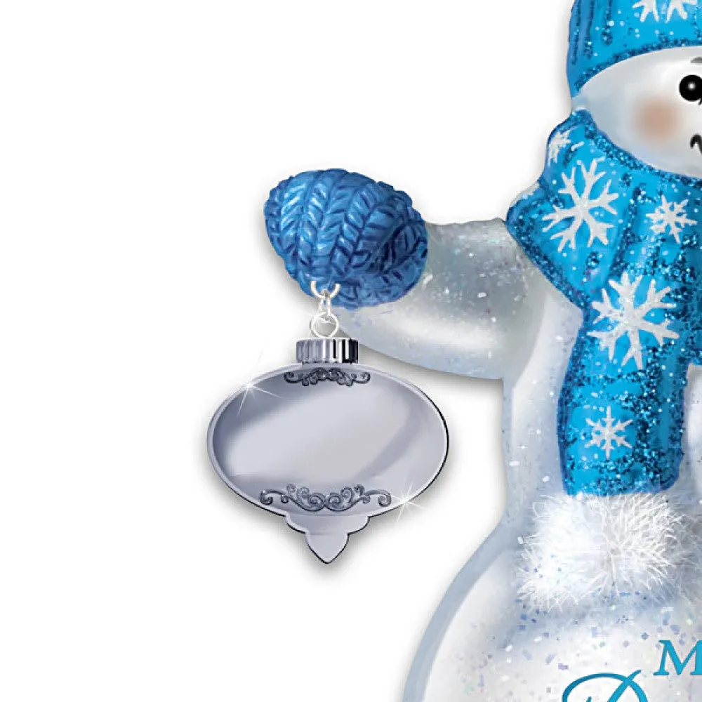 The Bradford Exchange "Snow Kissed Wishes" Illuminated Glass Ornament for Daughter Handcrafted Snowman 5.5-inches