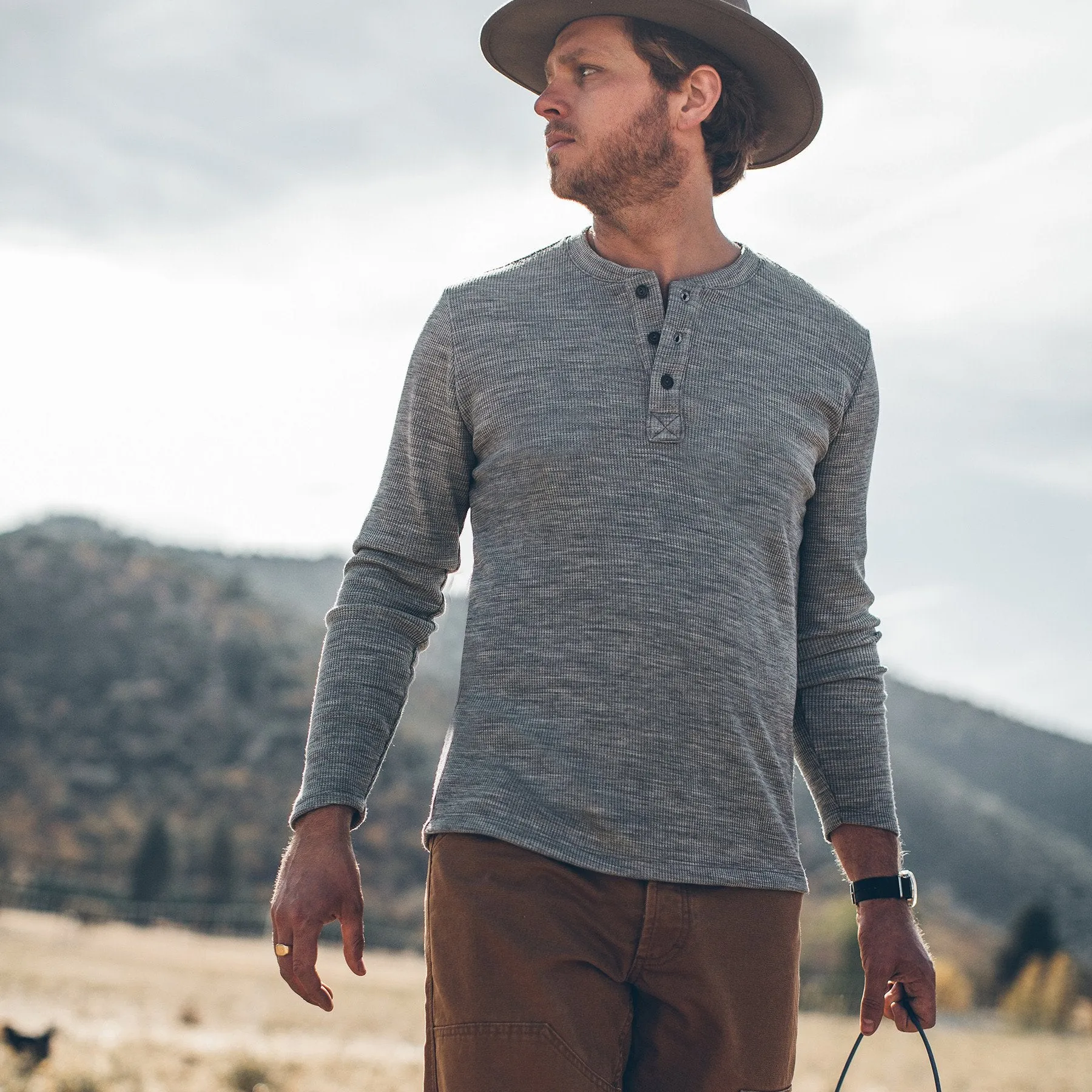 The Henley in Ash Merino Waffle