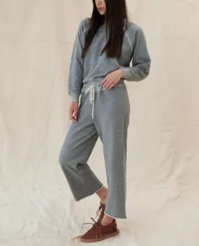 The Wide Leg Cropped Sweatpant, Varsity Grey