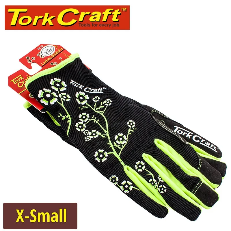 TORK CRAFT LADIES SLIM FIT X-SMALL GARDEN GLOVES BLACK GL44