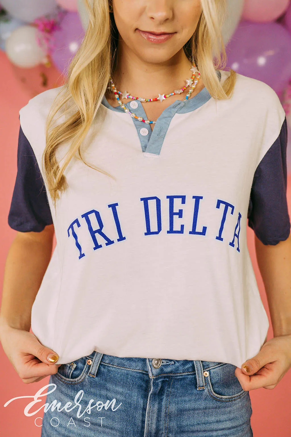 Tri Delta Recruitment Colorblock Henley