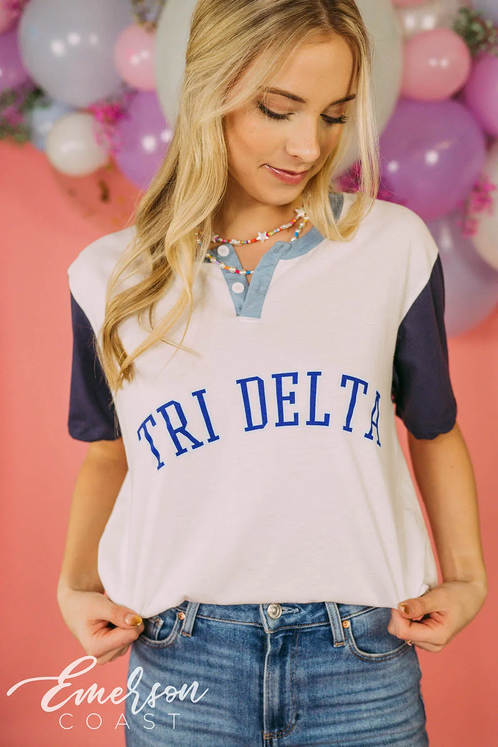 Tri Delta Recruitment Colorblock Henley