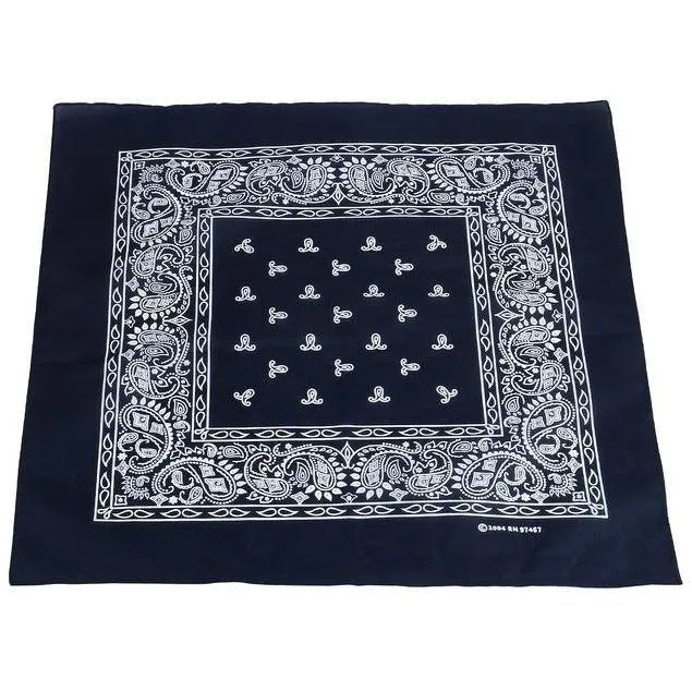 USA American & Plain Cotton Paisley Bandana Scarf - (12 Pack)