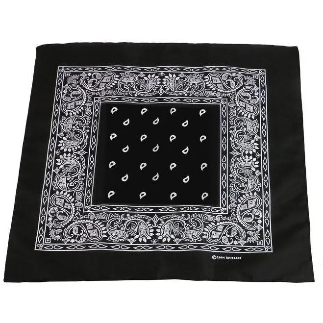 USA American & Plain Cotton Paisley Bandana Scarf - (12 Pack)