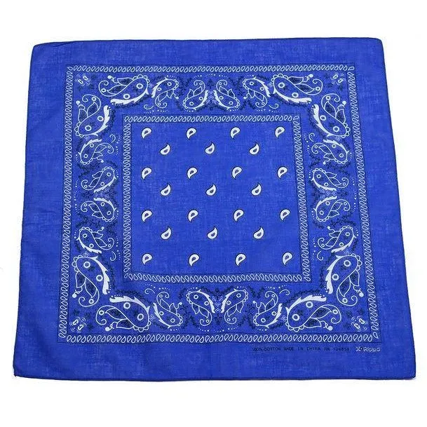 USA American & Plain Cotton Paisley Bandana Scarf - (12 Pack)