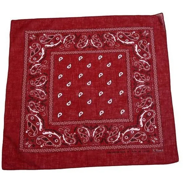 USA American & Plain Cotton Paisley Bandana Scarf - (12 Pack)