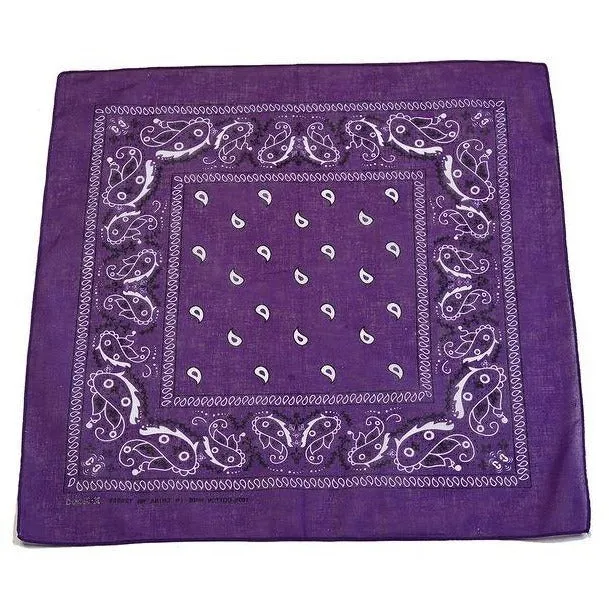 USA American & Plain Cotton Paisley Bandana Scarf - (12 Pack)