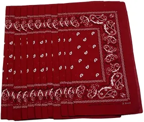 USA American & Plain Cotton Paisley Bandana Scarf - (12 Pack)