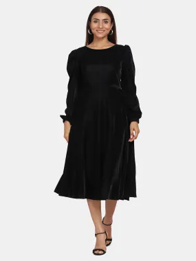 Velvet Evening Dress for Women - Black