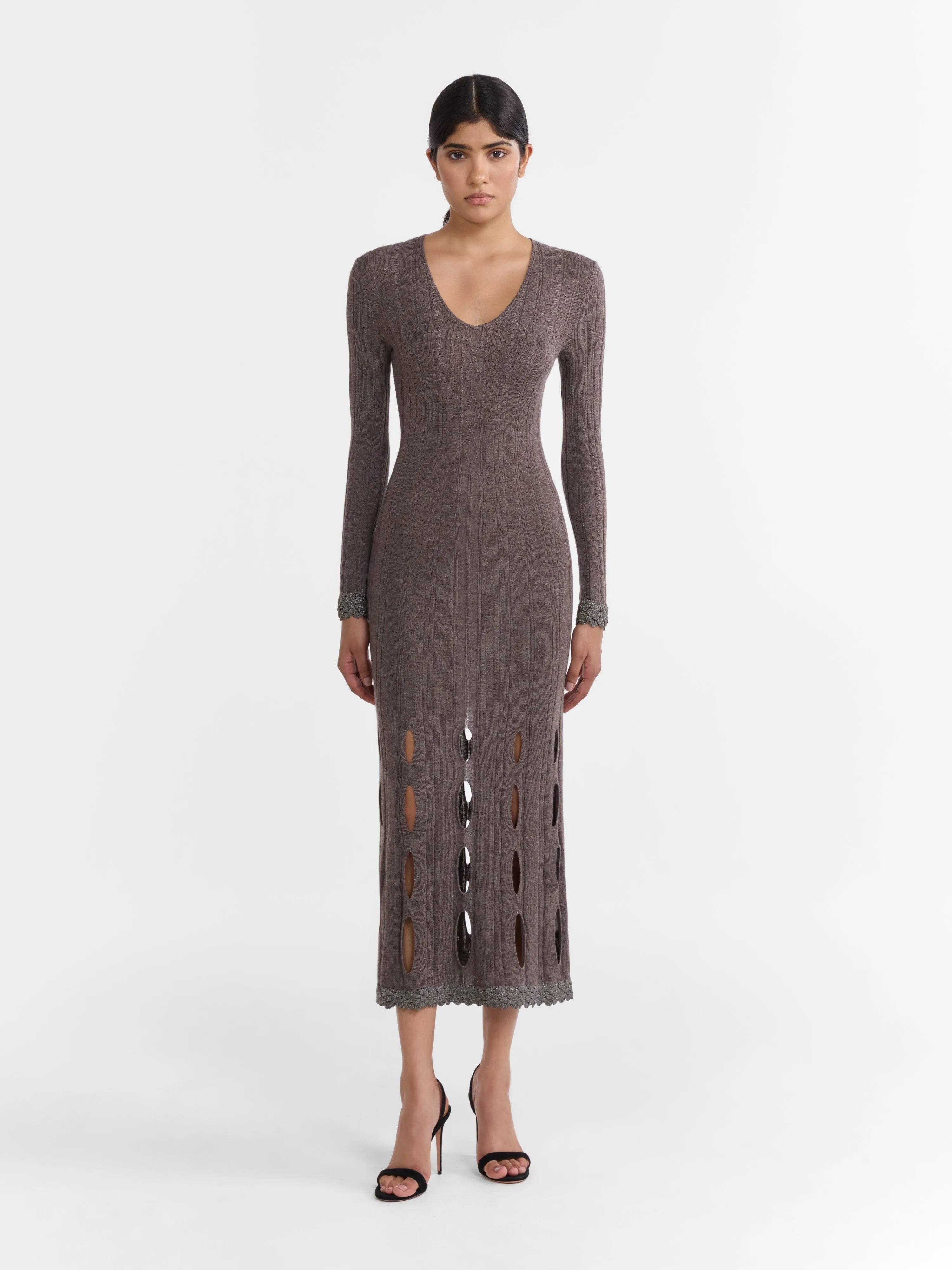 Venyx Pointelle Dress in Charcoal Metallic