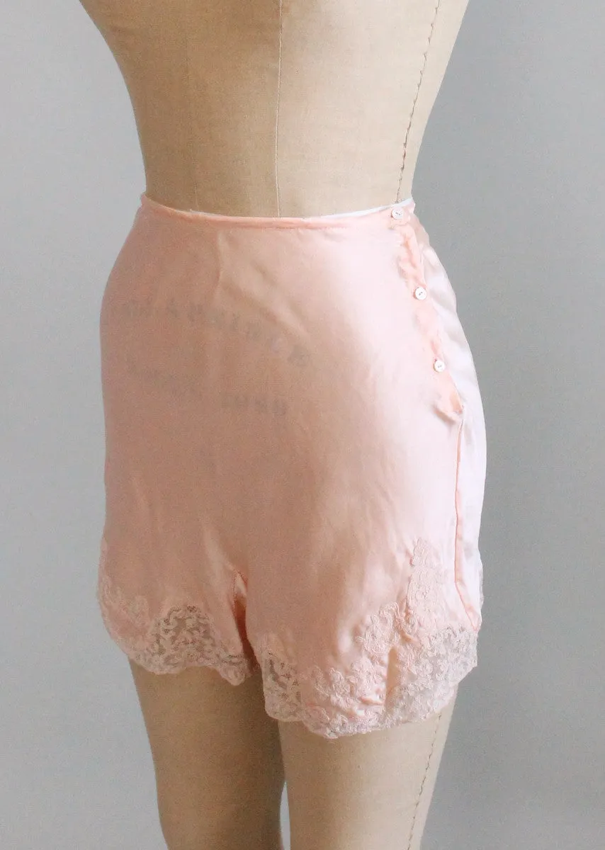 Vintage 1930s Pink Silk and Lace Tap Pants