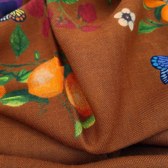 Vintage scarf orange and brown super soft - PERVINCA