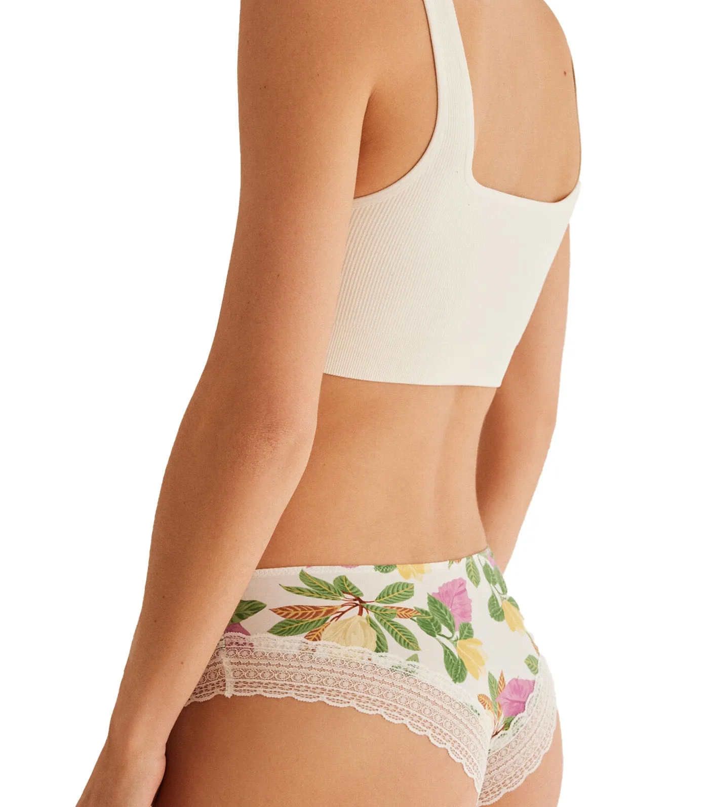 Wide Floral Lace Brazilian Panties Multi