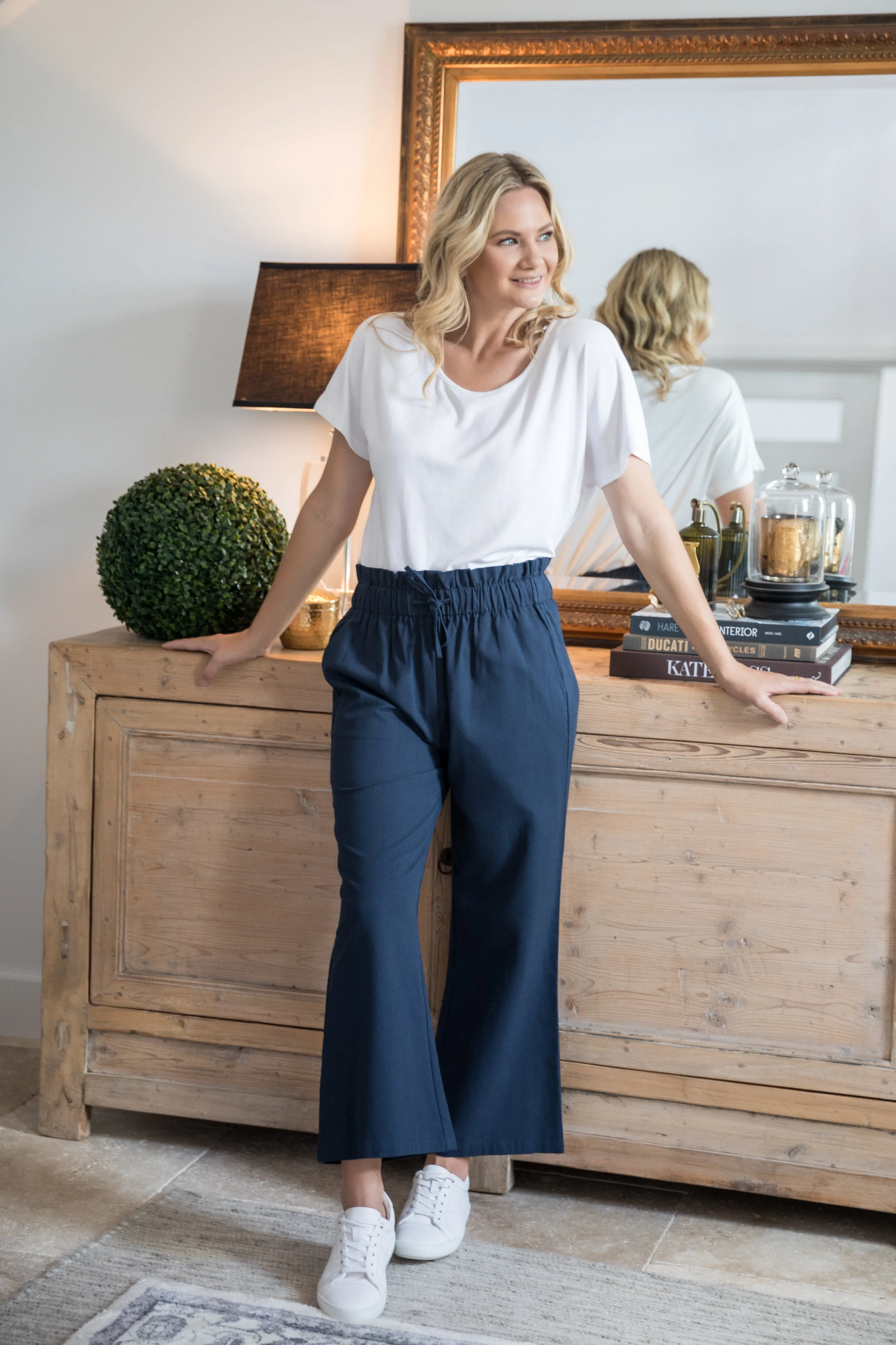 Wide Leg Olivia Pant | Oxford Blue | FINAL SALE