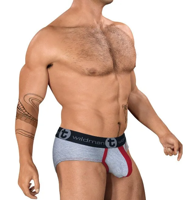 WildmanT - Big Boy Pouch Brief - Large (Grey/Red)