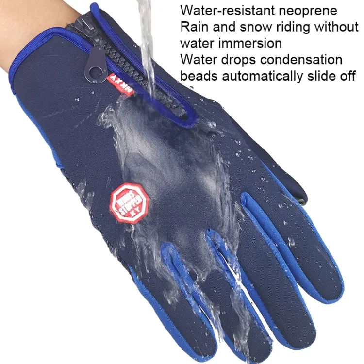 Winter Outdoor Riding Sports Waterproof Touch Screen Glove, Size: XXL(H043 Blue)