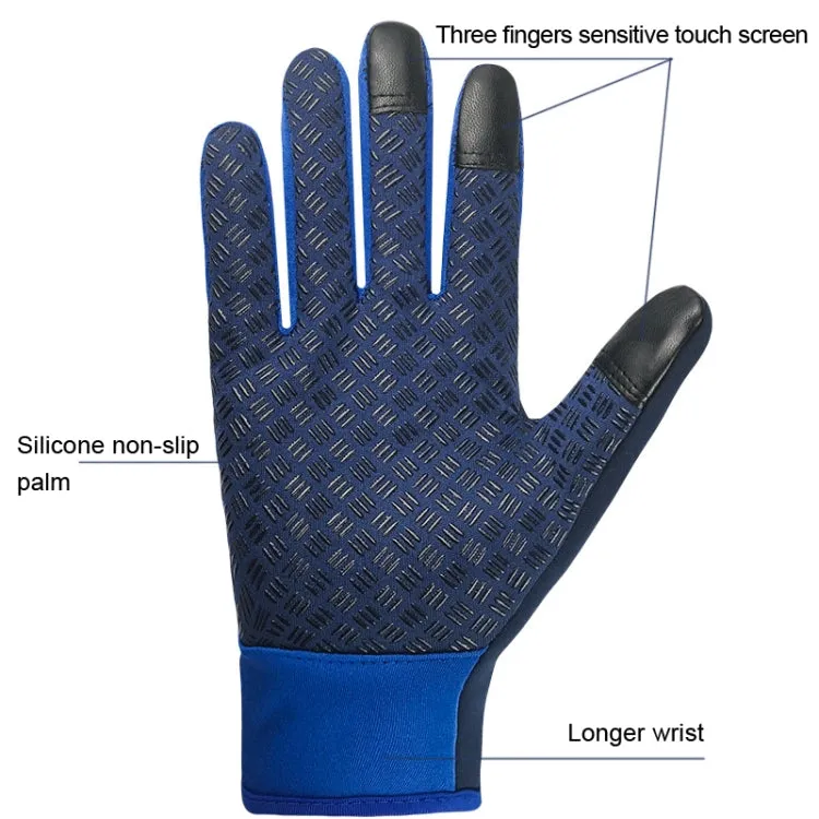 Winter Outdoor Riding Sports Waterproof Touch Screen Glove, Size: XXL(H043 Blue)