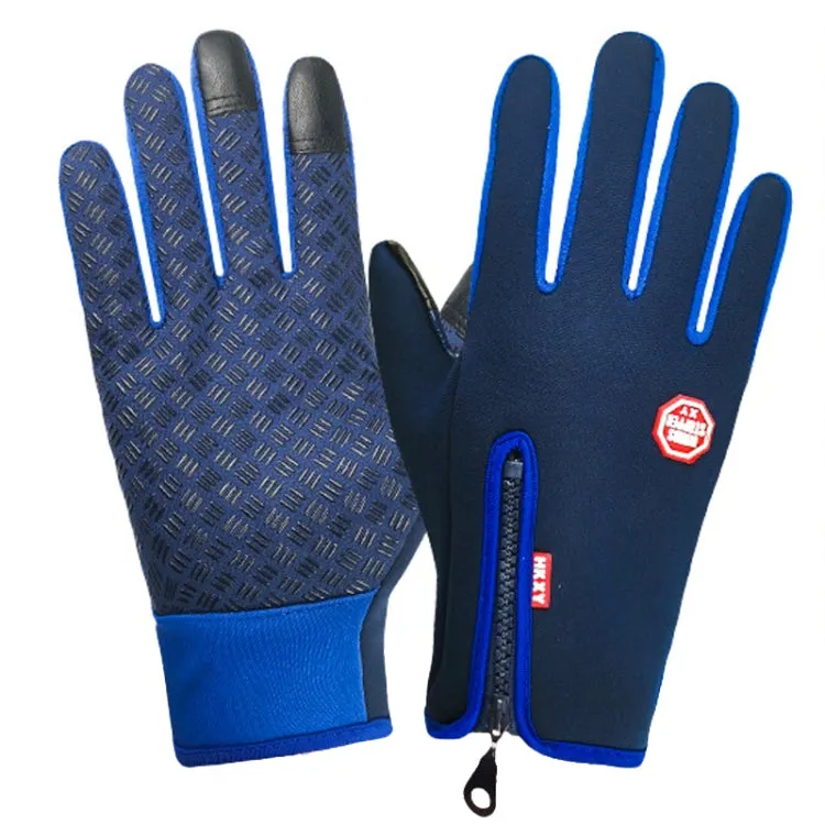 Winter Outdoor Riding Sports Waterproof Touch Screen Glove, Size: XXL(H043 Blue)