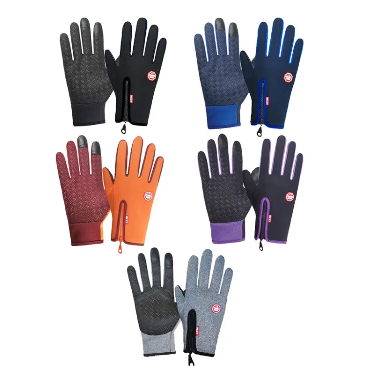 Winter Outdoor Riding Sports Waterproof Touch Screen Glove, Size: XXL(H043 Blue)