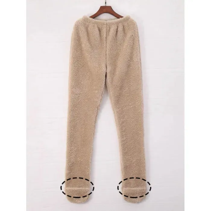 Women Coral Fleece Socks Leggings Winter Warm Sleepwear Ankles Knees Guard Women Home Pants Thick Pajamas Pant