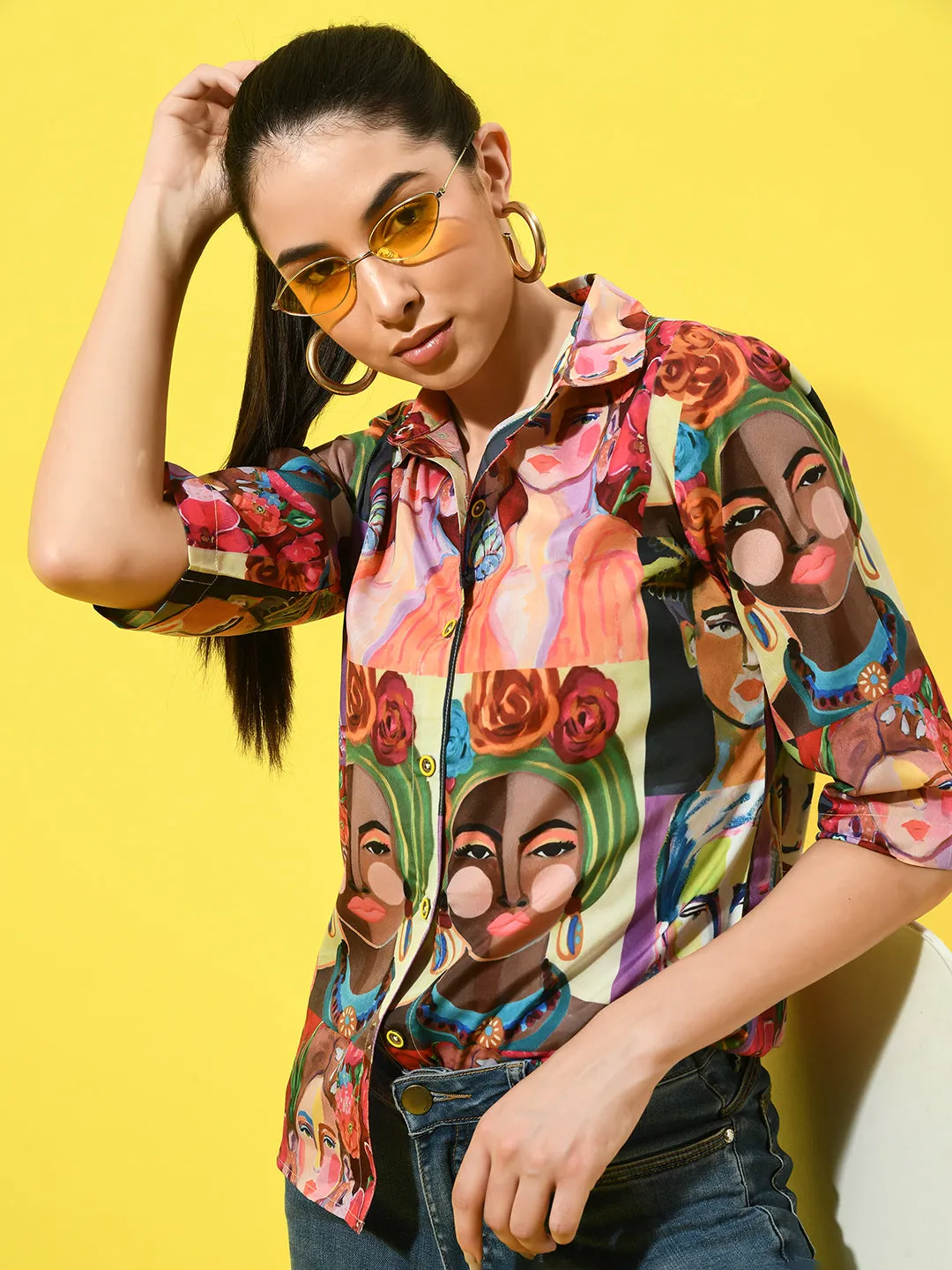 Women Multi Color Classic Boxy Printed Casual Shirt